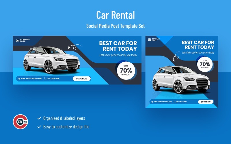 Rental Car Discount Social Media Banner Template