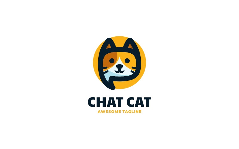 Chat Cat Simple Mascot Logo Logo Template