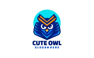 Cute Owl Simple Mascot Logo