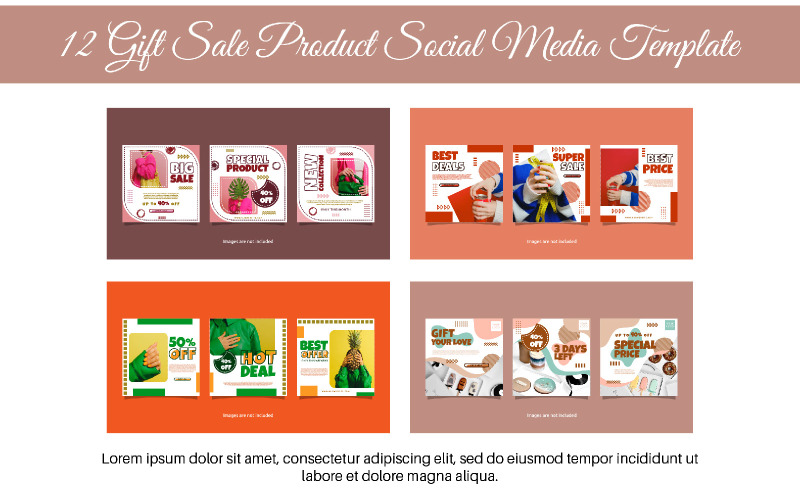 12 Gift Sale Product Social Media Template Illustration