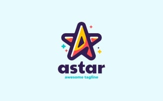 Letter A Star Simple Logo Style