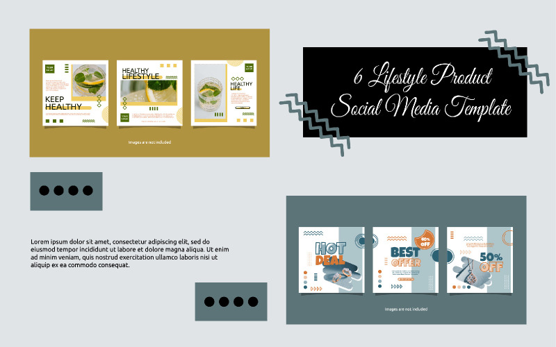 6 Lifestyle Product Social Media Template Illustration