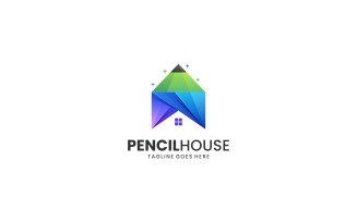 Pencil House Gradient Colorful Logo