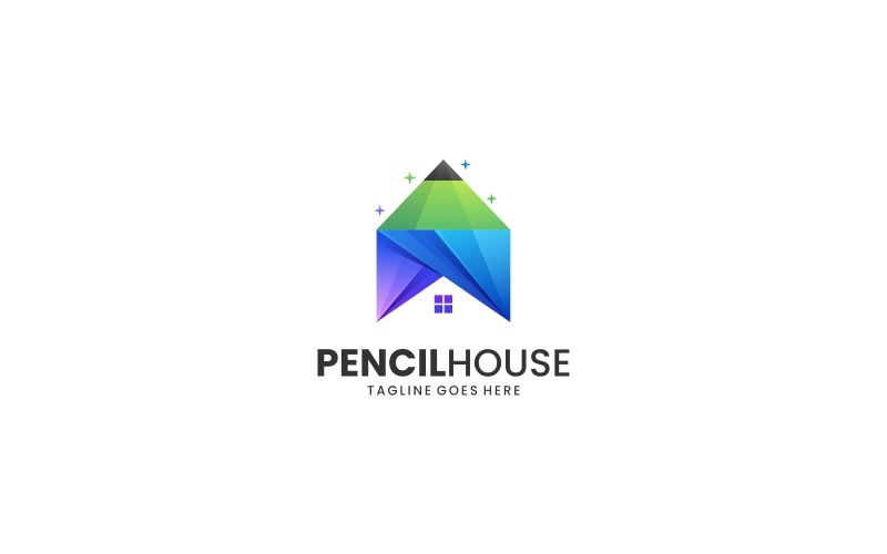 Pencil House Gradient Colorful Logo Logo Template