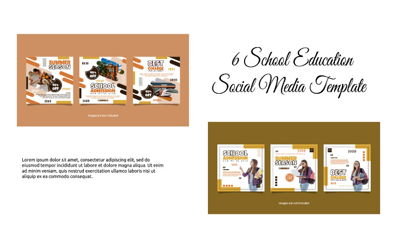 6 School Education Social Media Template Illustration