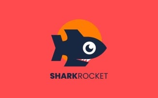 Shark Rocket Silhouette Logo Style