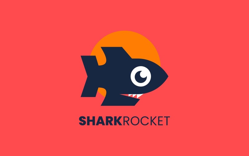 Shark Rocket Silhouette Logo Style Logo Template