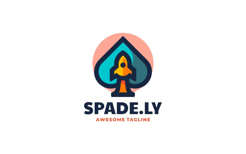 Spade Rocket Simple Mascot Logo Logo Template