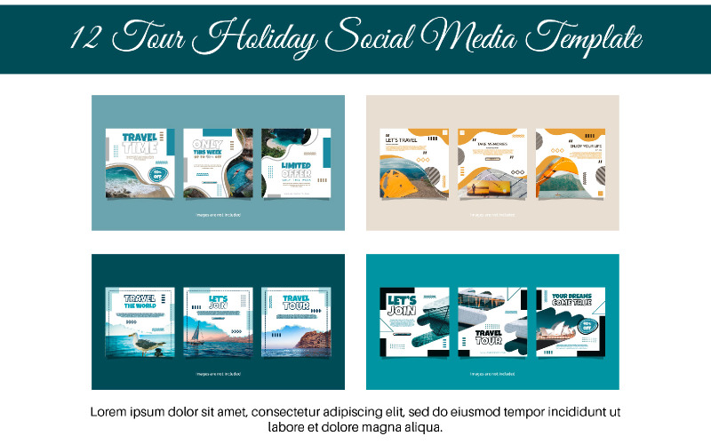 12 Tour Holiday Social Media Template Illustration