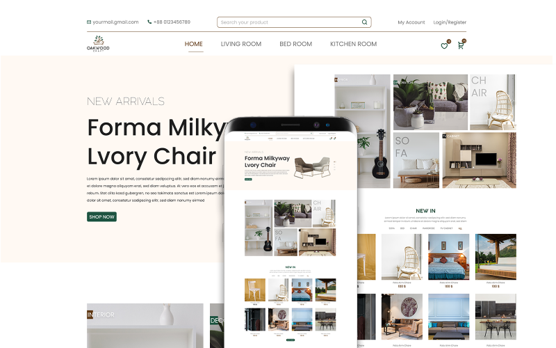 Wood Craft– Furniture online store XD template UI Element