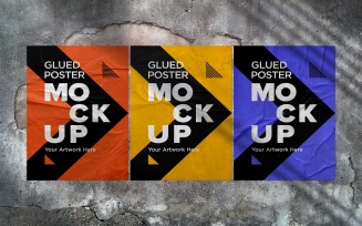 Crumpled & Glued Poster Mockup with shadow