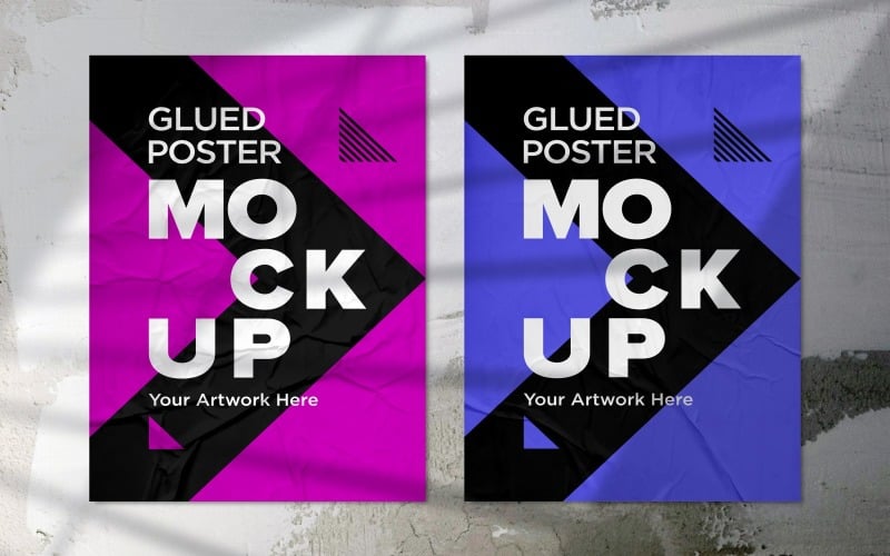 Crumpled & Poster Mockup with shadow Product Mockup