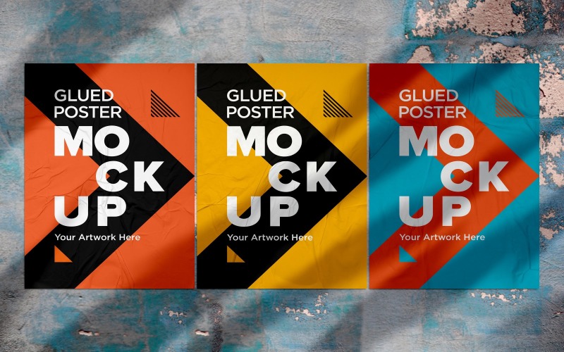 Crumpled Poster Mockup with shadow overlay Product Mockup