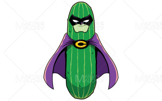 Cucumber Superhero Mascot Vector Illustration