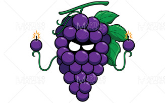 Grape Superhero Mascot Vector Illustration