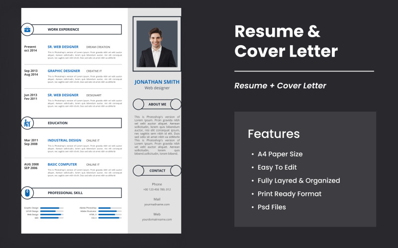 Modern CV/ Resume & Cover Letter Template Resume Template