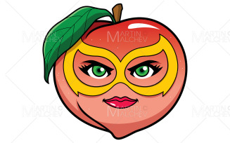 Peach Superhero Mascot Vector Illustration
