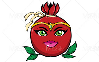 Pomegranate Superhero Mascot Vector Illustration