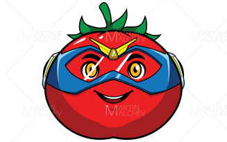 Tomato Superhero Mascot Vector Illustration