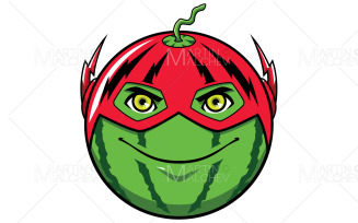 Watermelon Superhero Mascot Vector Illustration