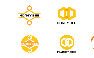 Bee Honeycomb Logo Animal Vector V24