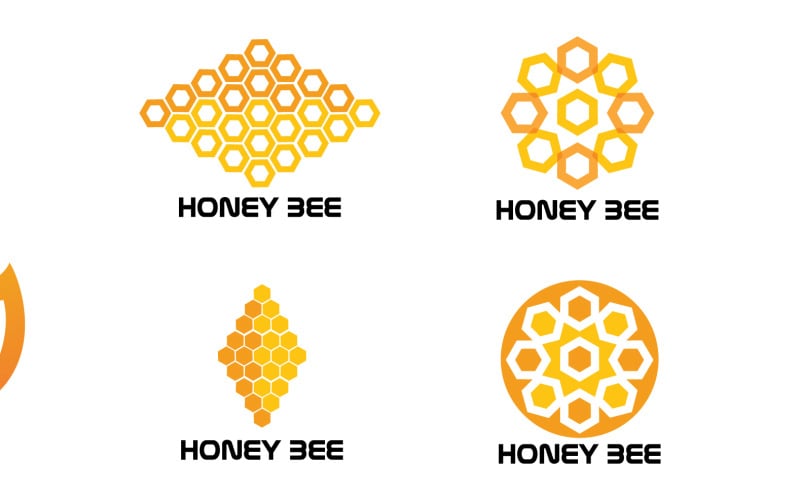 Bee Honeycomb Logo Animal Vector V25 Logo Template