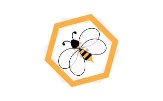 Bee Honeycomb Logo Animal Vector V9
