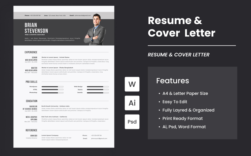 Minimalist Resume And Cover Letter Design Resume Template