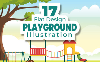 17 Children Playground Cartoon Illustration