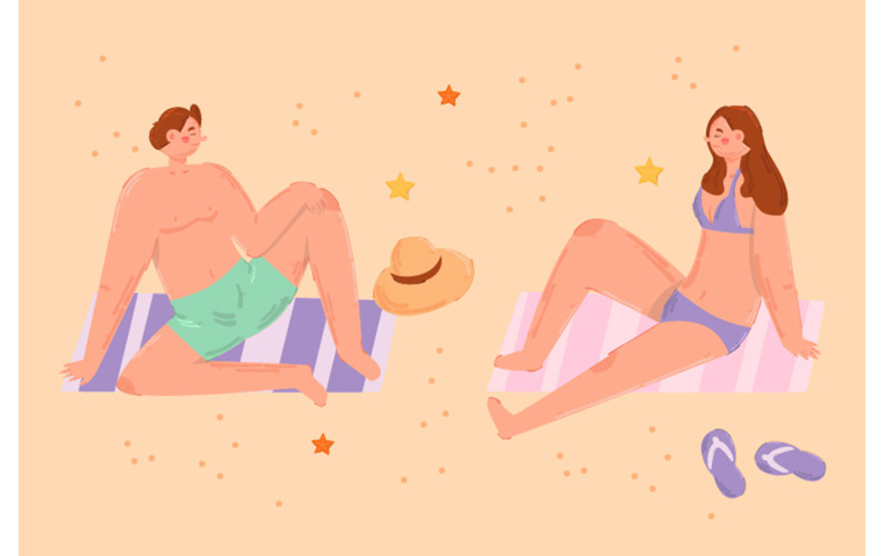 Free People on the Beach Illustration