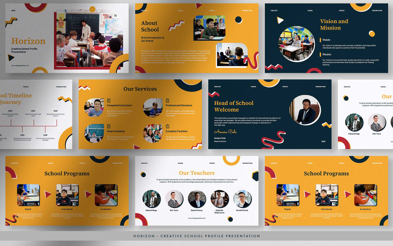 Horizon – Colorful Creative School Profile Presentation PowerPoint Template