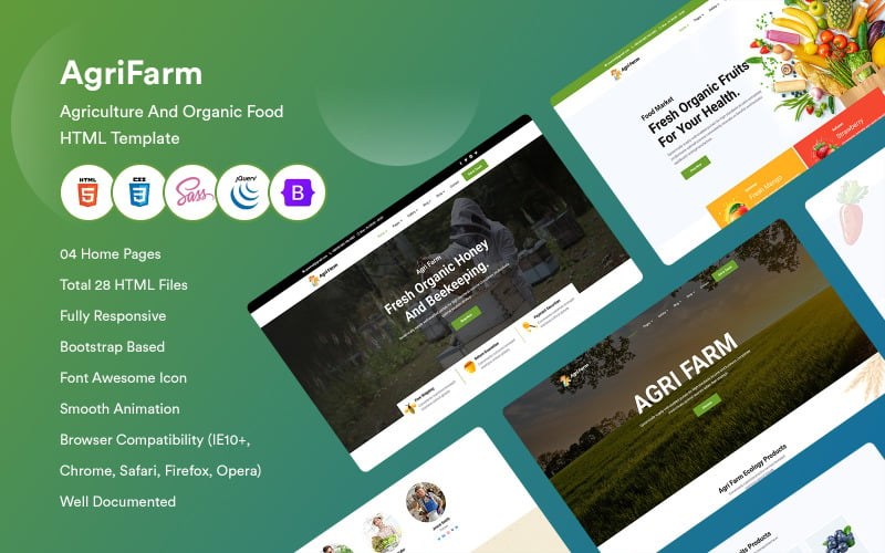 AgriFarm - Agriculture And Organic Food HTML Template Website Template