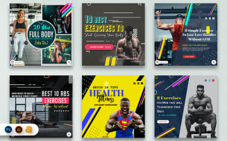 Gym and Fitness Social Media Post Templates