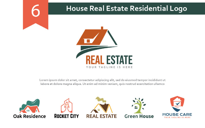 6 House Home Real Estate Residential Logo Logo Template