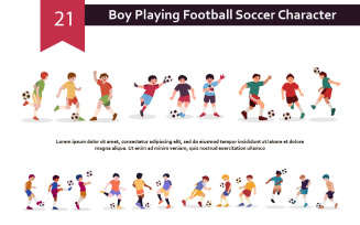 21 Boy Playing Football Soccer Character