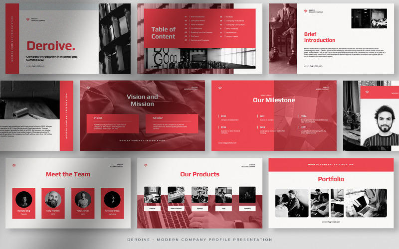 Deroive – Living Coral Modern Company Profile Presentation PowerPoint Template