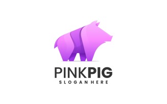 Pink Pig Gradient Logo Style