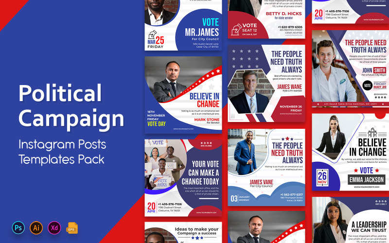 Political Campaign Social Media Post Templates
