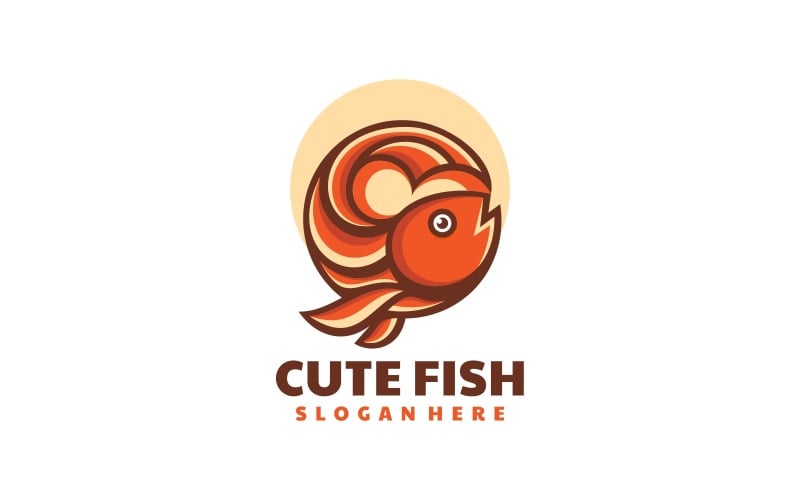 Circle Fish Simple Mascot Logo Logo Template
