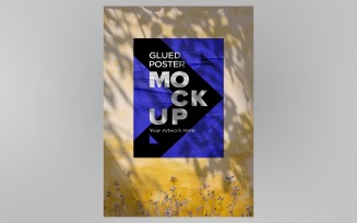 Glued & Wet Poster Mockup with Wrinkled & Crumpled Paper Effect