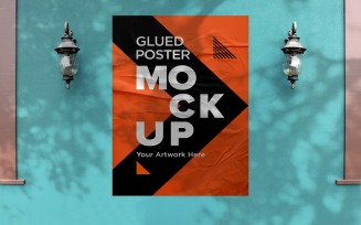Glued & Wrinkled Poster Mockup Shadow