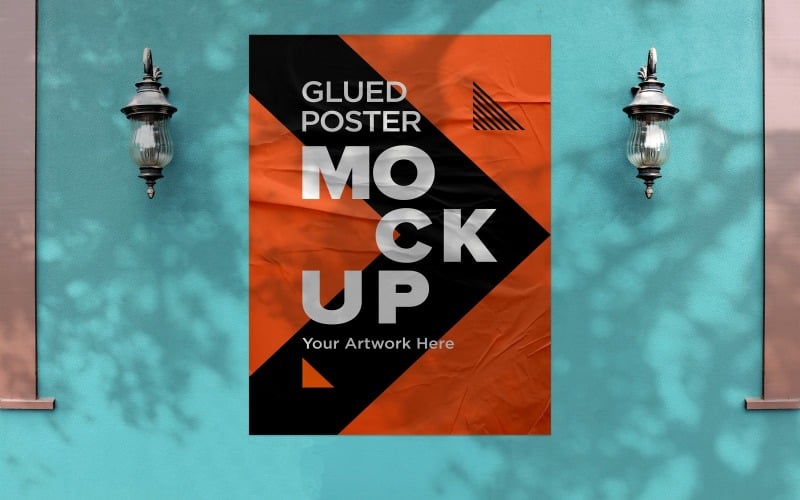 Glued & Wrinkled Poster Mockup Shadow Product Mockup