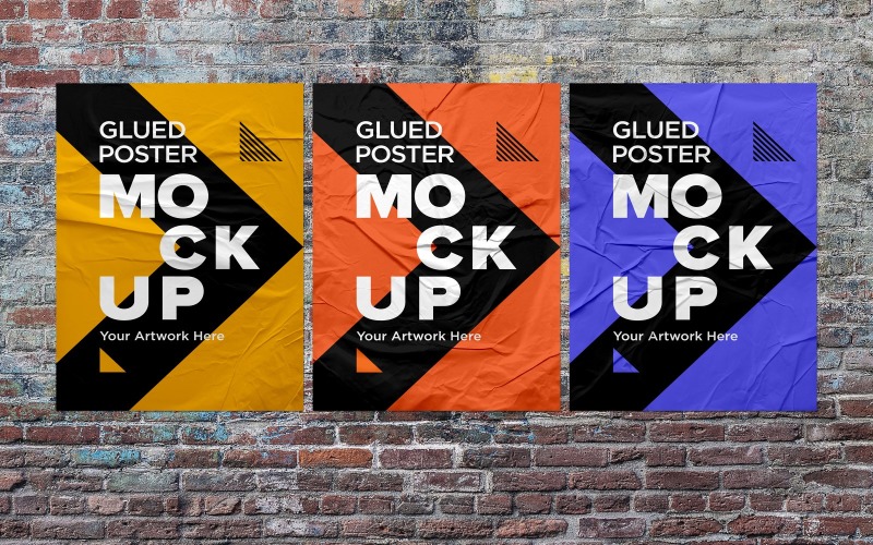 Glued Poster Mockup with Shadow Effect Product Mockup