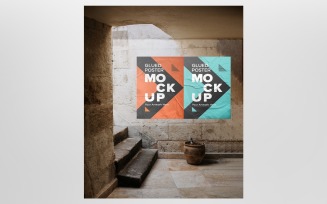 Poster Mockup on Glued Paper, Wrinkled & Crumpled Effect