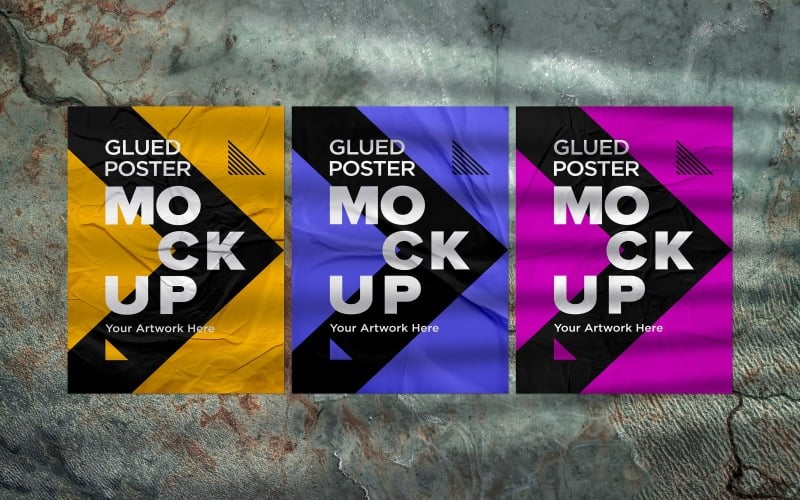Poster Mockup with Crumpled Paper & shadow Overlay Effects Product Mockup