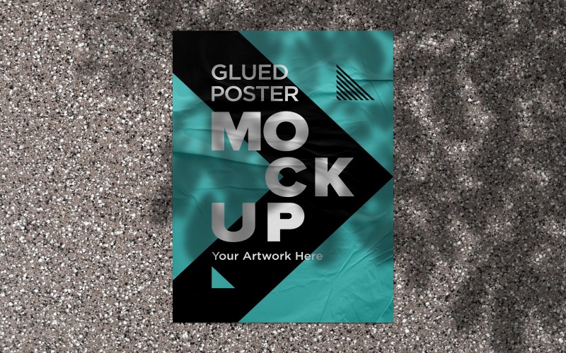 Poster Mockup with Glued & Crumpled Paper Effect Product Mockup