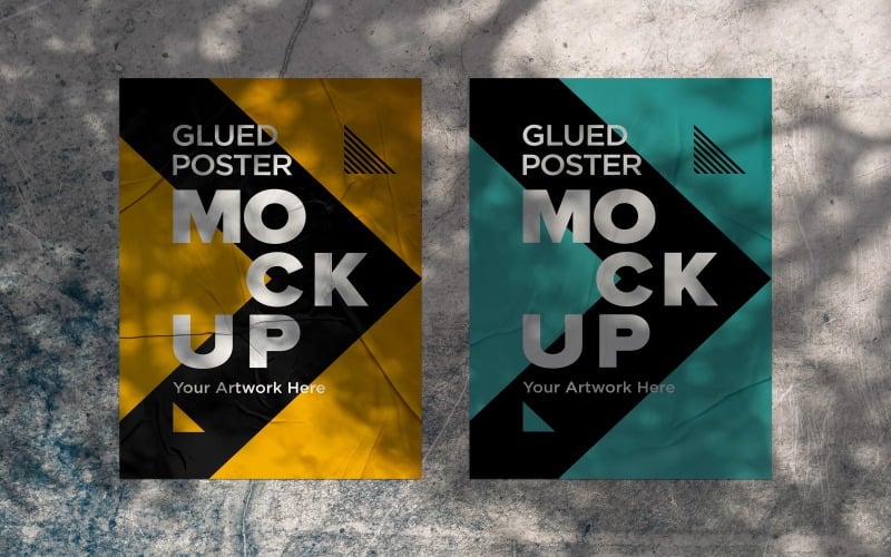 Poster Mockup with Glued & Wrinkled Paper Effect Product Mockup