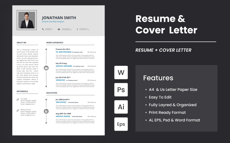 Resume And Cover Letter Design Template Resume Template