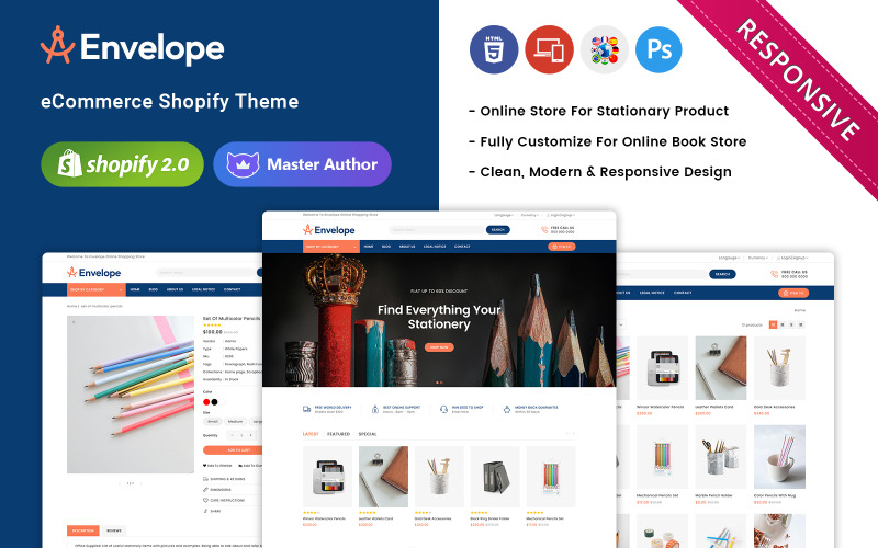 Envelope - Stationery Stores Shopify Responsive Theme Shopify Theme