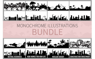 Monochrome Illustrations Bundle